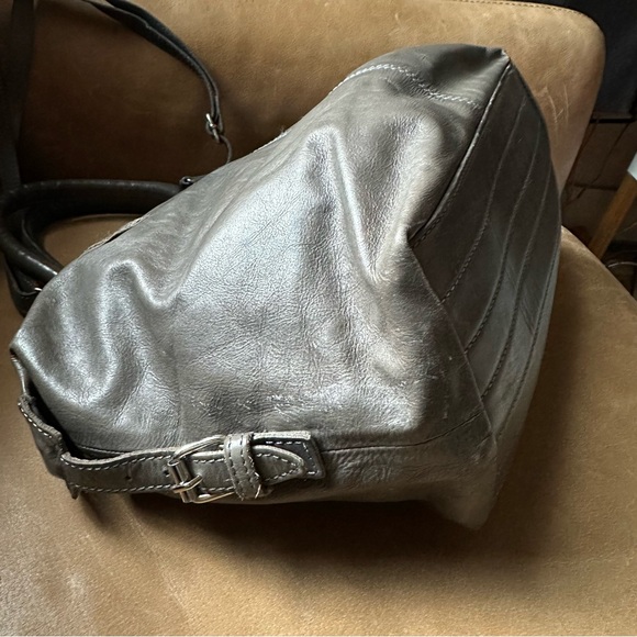 Cowboys bag grey leather messenger shoulder bag short handles work mailer unisex - Picture 8 of 16